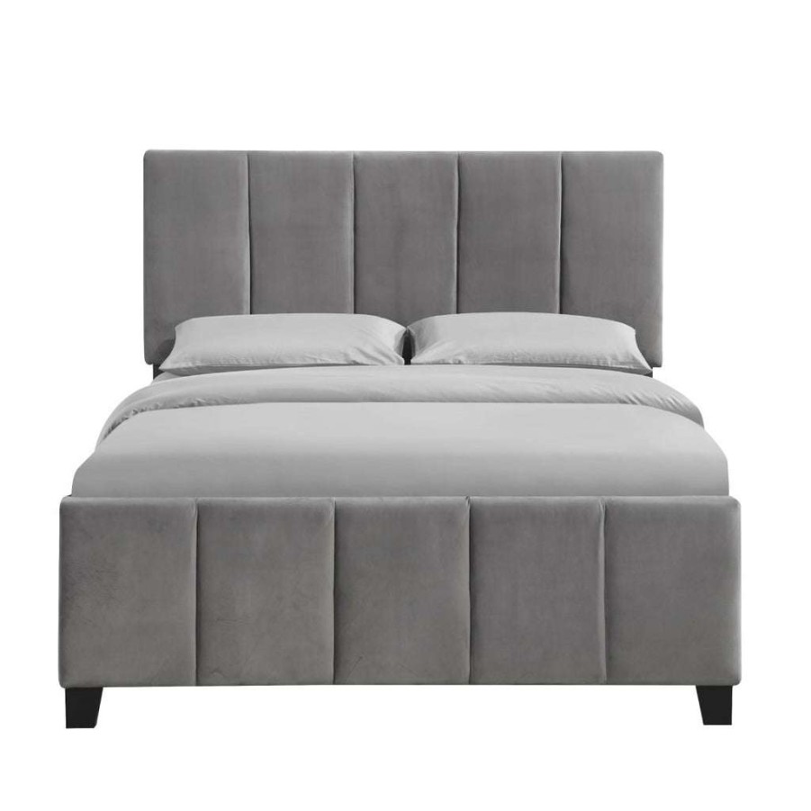 Bed * | Online Accentrics Home Queen Modern Channel Bed In Flannel