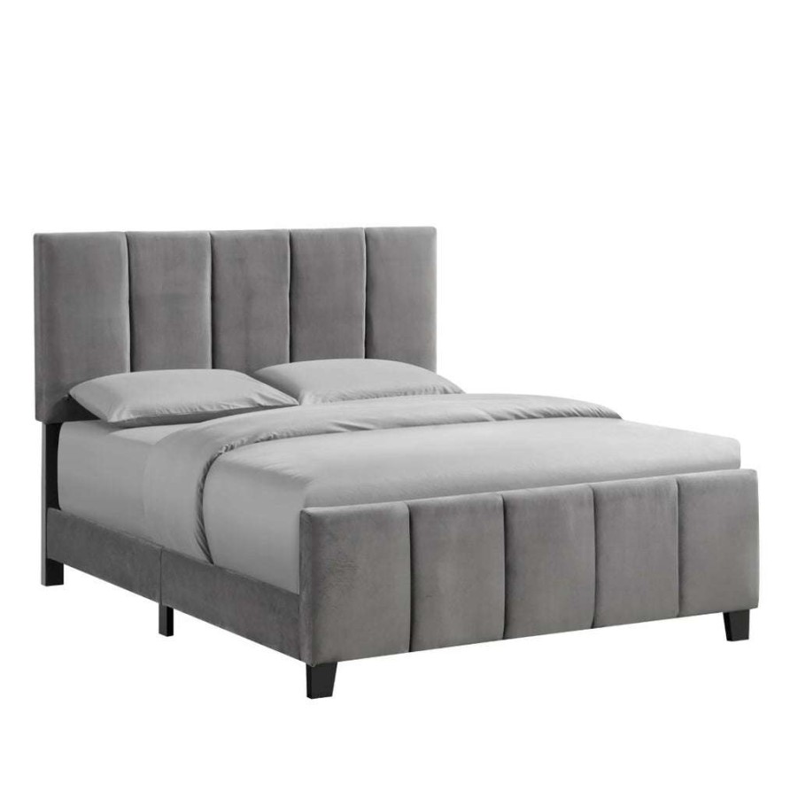 Bed * | Online Accentrics Home Queen Modern Channel Bed In Flannel