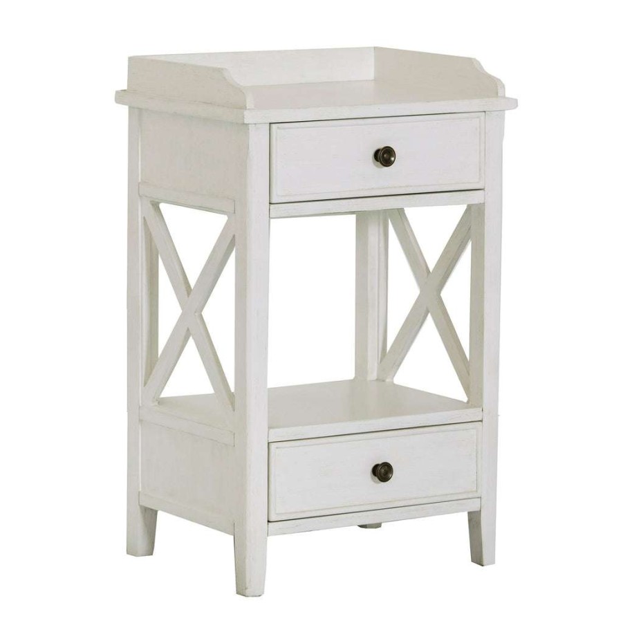 Table * | Hot Sale Accentrics Home Two Drawer X Side End Table In Country White