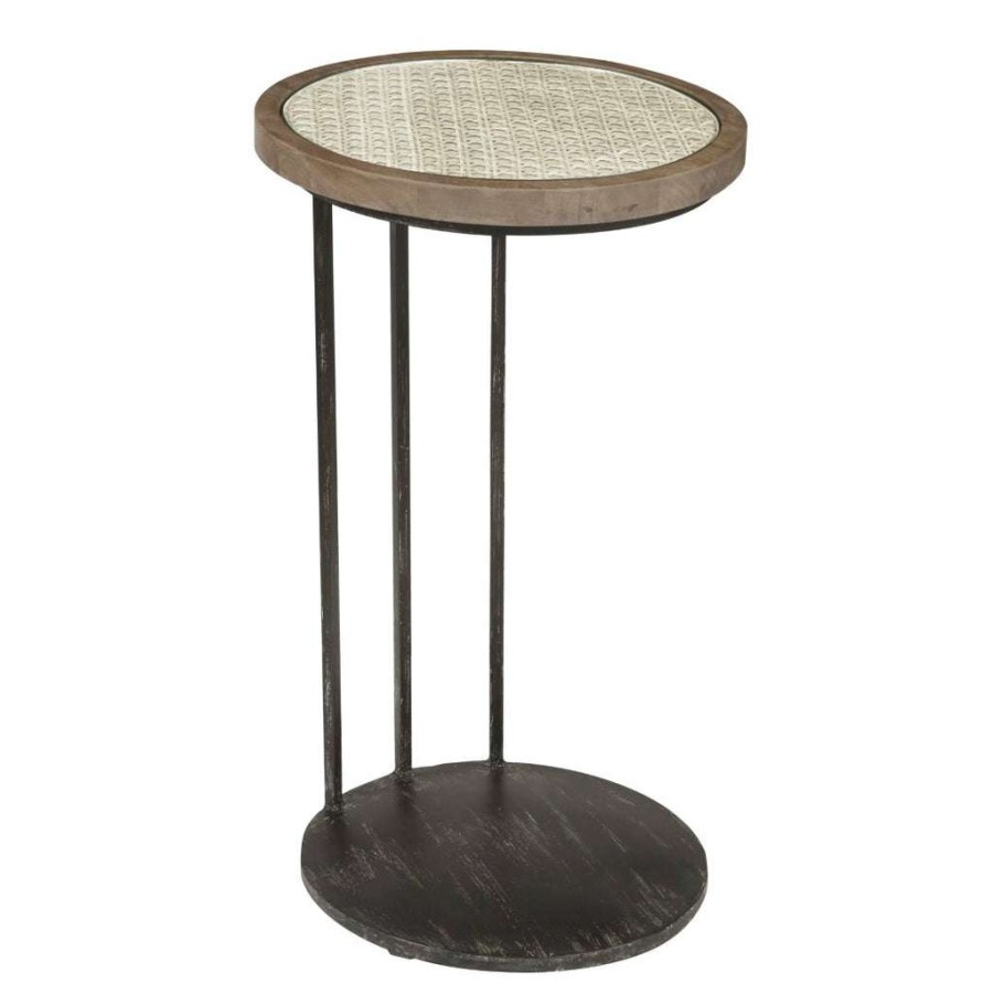 Table * | Best Sale Accentrics Home Iron Frame Side Table With Cane And Glass Top