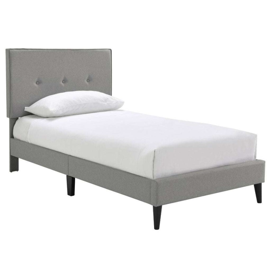 Bed * | Discounts Accentrics Home Mid-Century Modern Button Tufted Twin-Sized Platform Bed In Gray