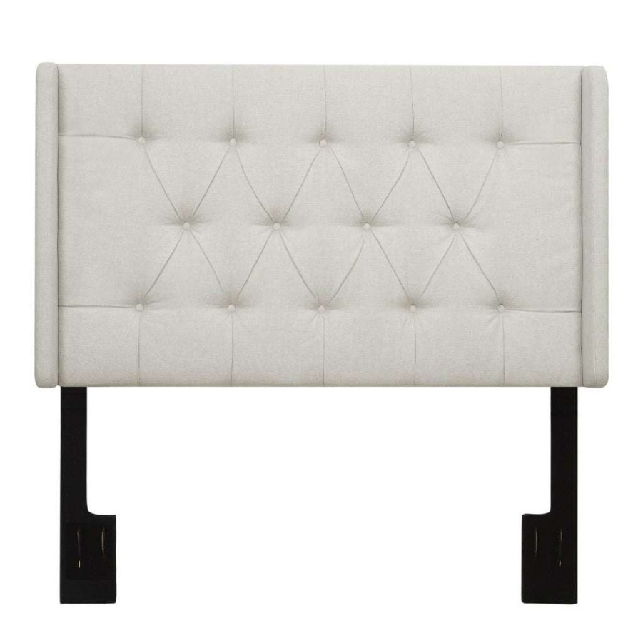 Headboard * | Official Accentrics Home Shelter Button Tufted Full / Queen Headboard In Linen White