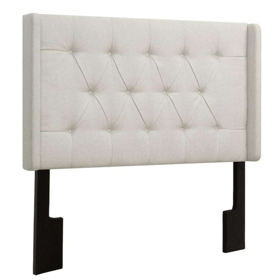 Headboard * | Official Accentrics Home Shelter Button Tufted Full / Queen Headboard In Linen White