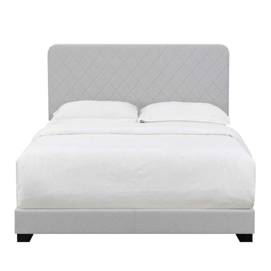 Bed * | Discount Accentrics Home Diamond Quilt Upholstered Queen Bed In Natural Grey