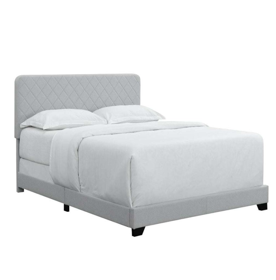 Bed * | Discount Accentrics Home Diamond Quilt Upholstered Queen Bed In Natural Grey