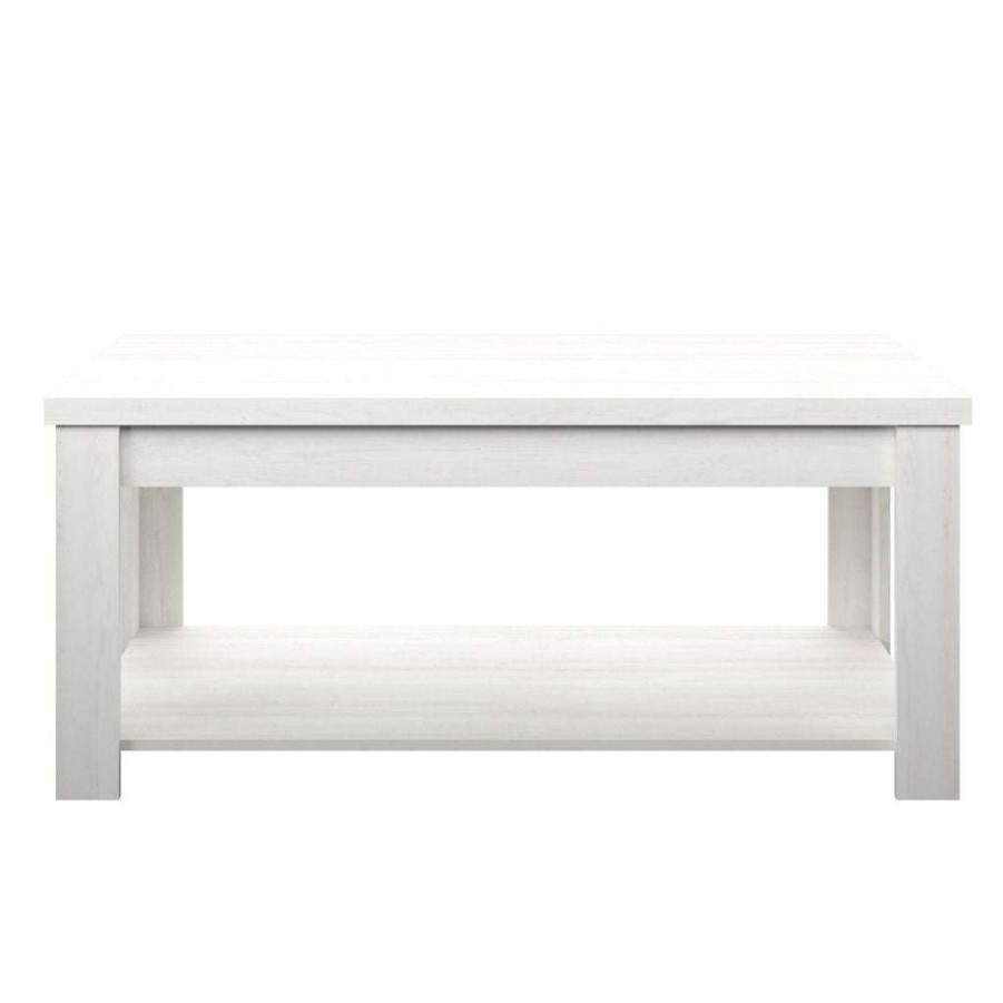 Table * | Online Discount Accentrics Home Transitional Farmhouse Coffee Table And End Table Set White Weathered Oak