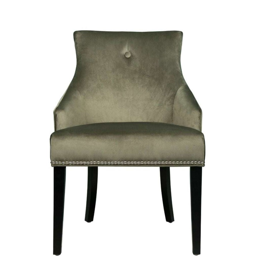 Chair * | Top Sell Accentrics Home Nailhead Trimmed Upholstered Dining Chair In Moss Green