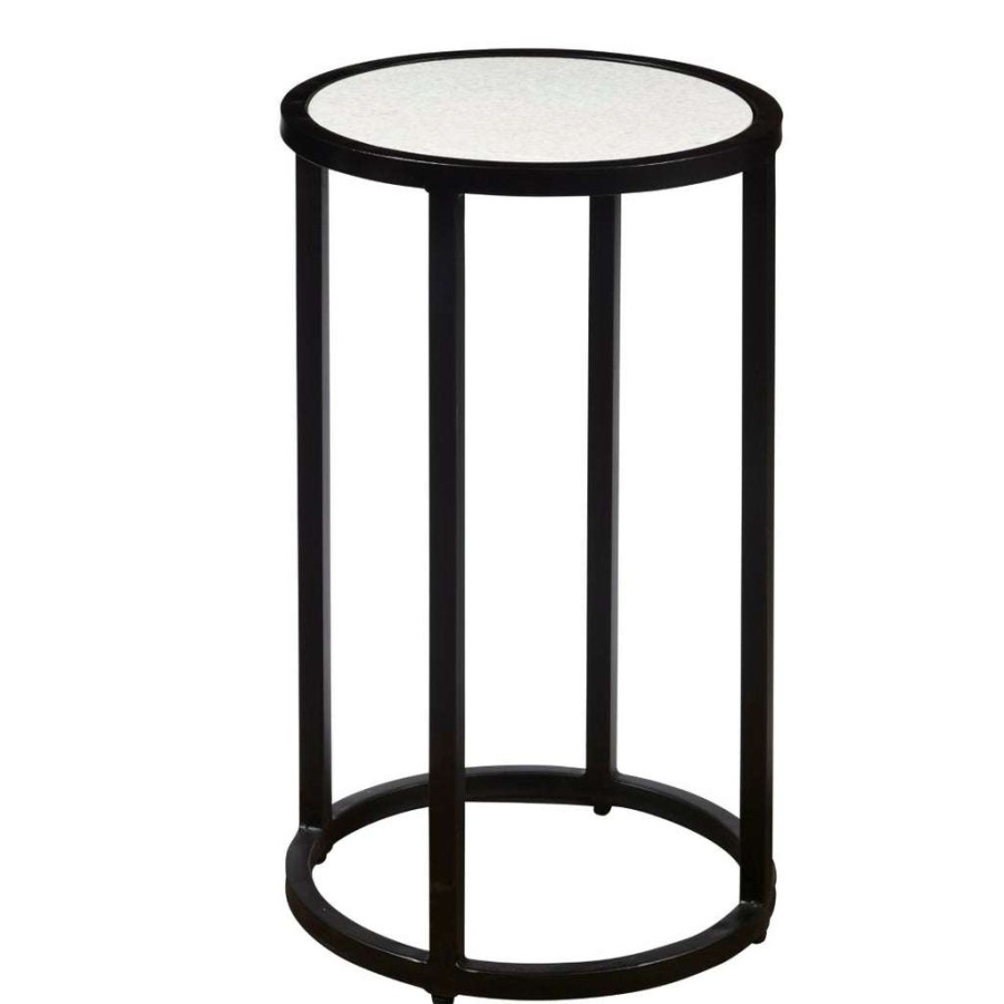 Table * | Top Sell Accentrics Home 19 Round White Marble And Black Iron Side Table