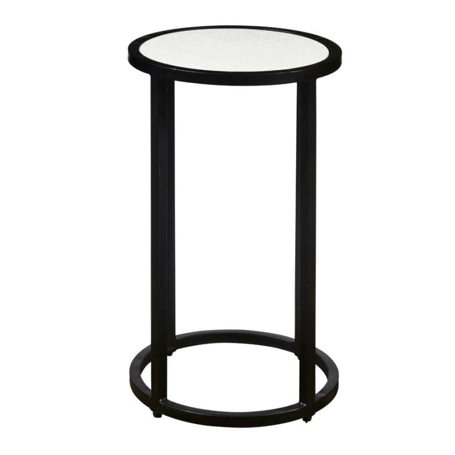 Table * | Top Sell Accentrics Home 19 Round White Marble And Black Iron Side Table