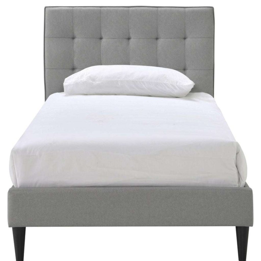 Bed * | Popular Accentrics Home Grid Tufted Twin-Sized Platform Bed In Gray