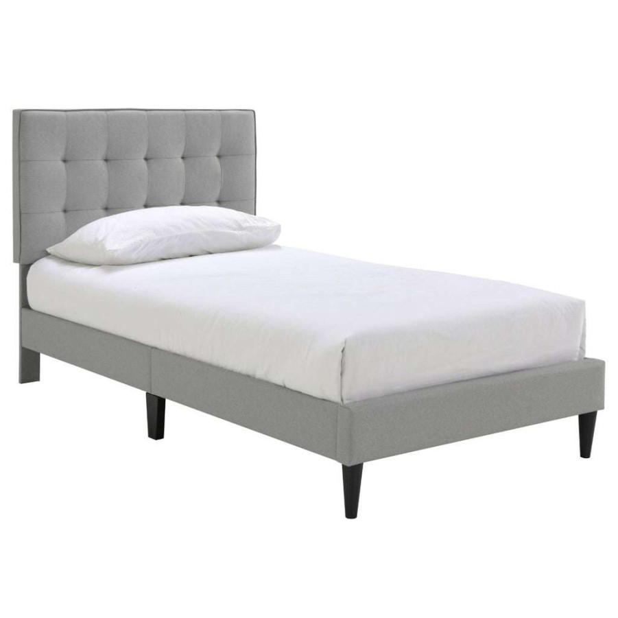 Bed * | Popular Accentrics Home Grid Tufted Twin-Sized Platform Bed In Gray