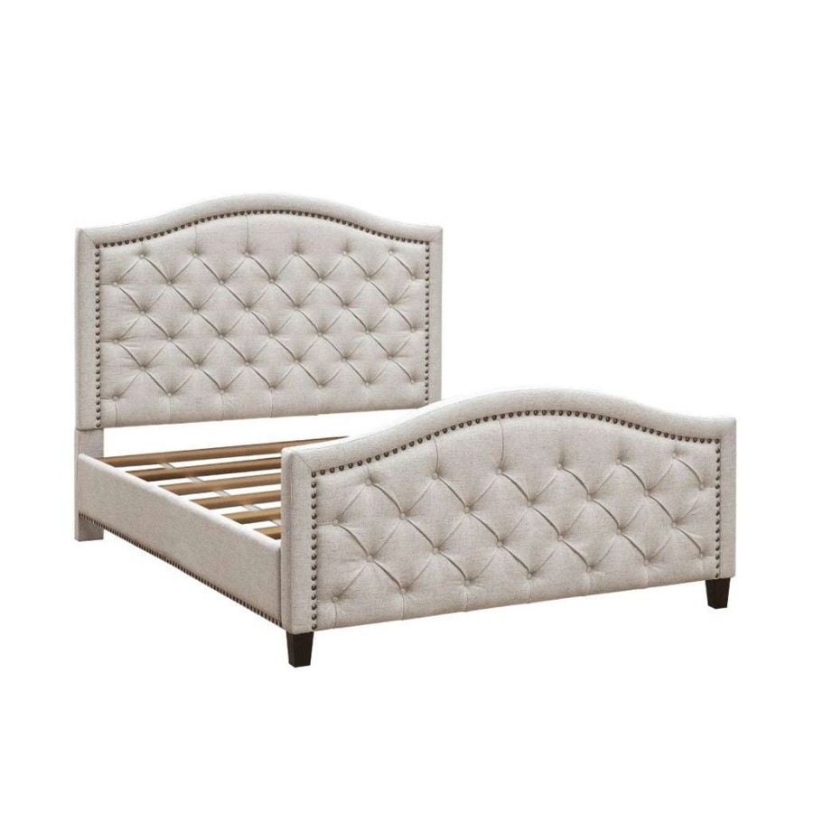 Bed * | Outlet Accentrics Home Button Tufted Upholstered Queen Platform Bed