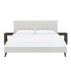 Bed * | Featured Accentrics Home Queen Mid-Century Modern Bed And Nightstand Combination In Fog