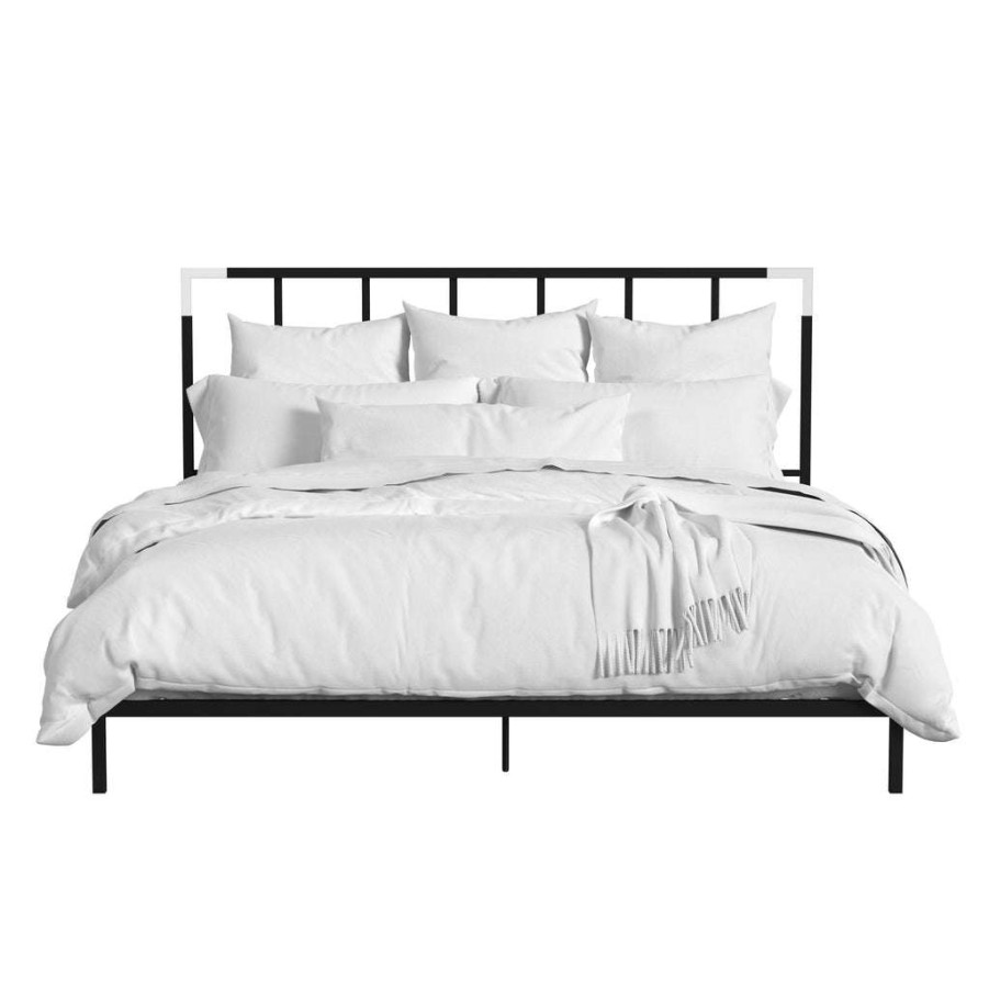 Bed * | Discounts Accentrics Home King Metal Bed-Black And Chrome