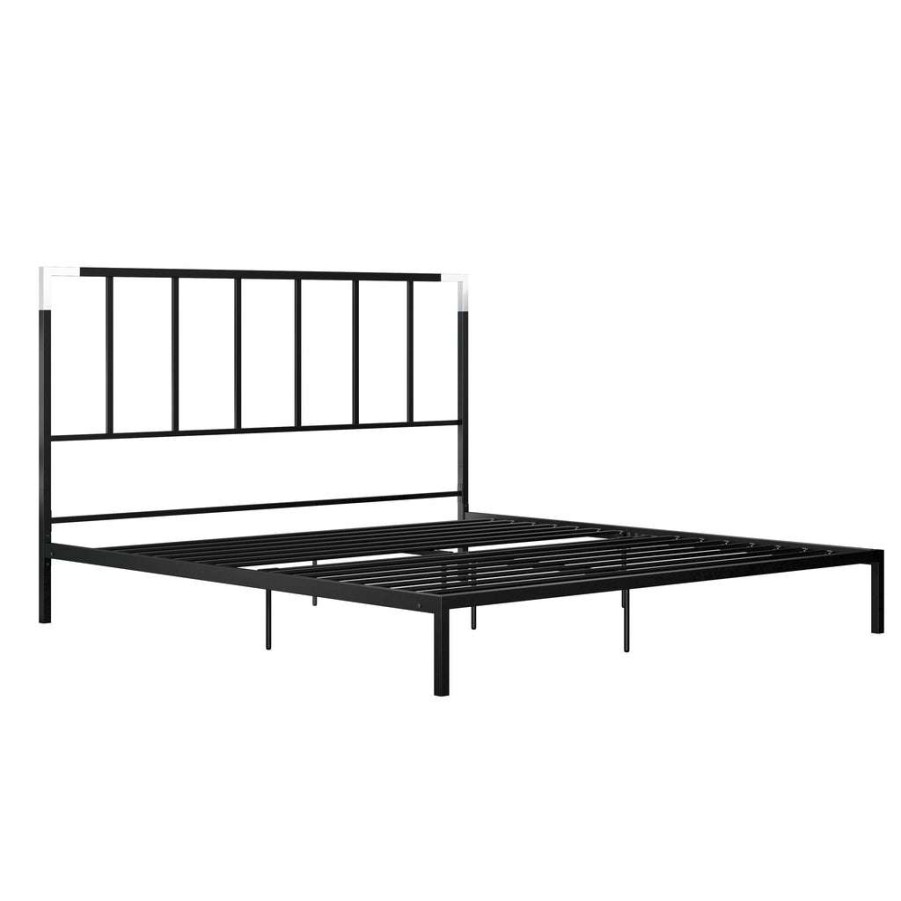 Bed * | Discounts Accentrics Home King Metal Bed-Black And Chrome