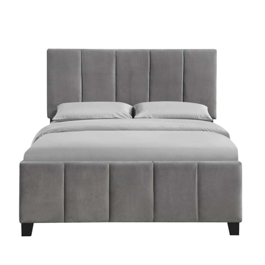 Bed * | Outlet Accentrics Home King Modern Channel Bed In Flannel