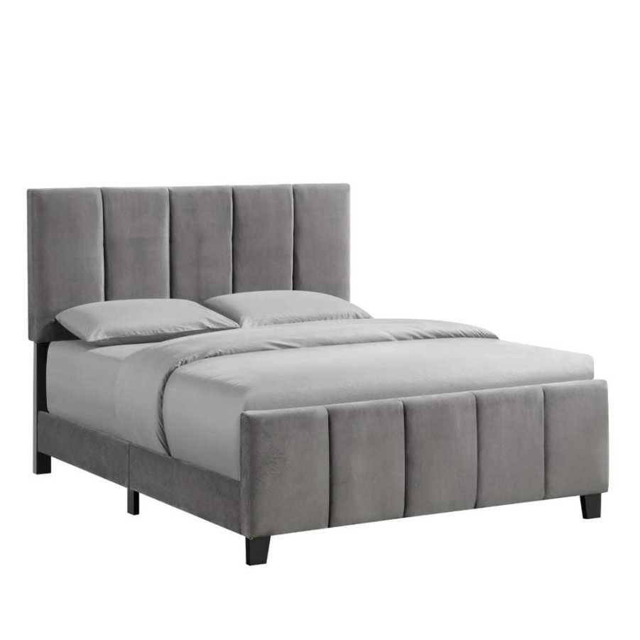 Bed * | Outlet Accentrics Home King Modern Channel Bed In Flannel