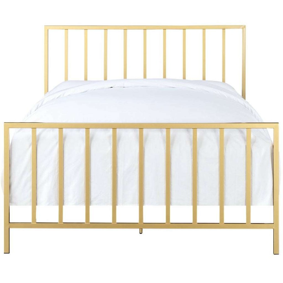 Bed * | Official Accentrics Home Slat Style King Metal Bed In Brushed Gold