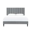 Bed * | Best Guaranteed Accentrics Home Vertically Channeled King Upholstered Platform Bed In Gray