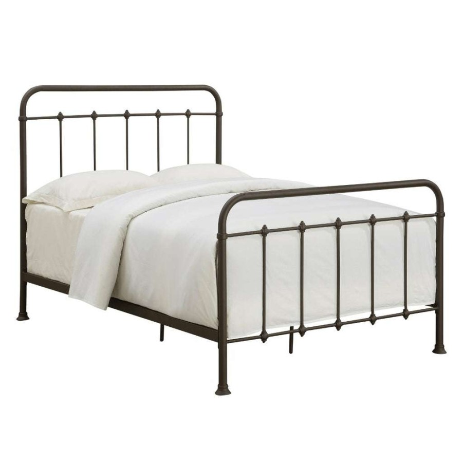 Bed * | Top Sell Accentrics Home Curved Corner Metal Full Bed In Brown