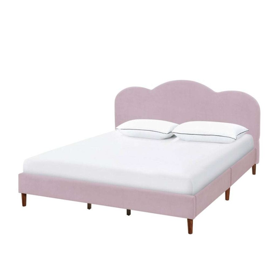 Bed * | Hot Sale Accentrics Home Arched Upholstered King Platform Bed In Blush Rose Velvet