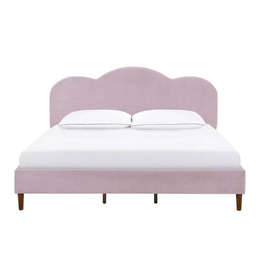 Bed * | Hot Sale Accentrics Home Arched Upholstered King Platform Bed In Blush Rose Velvet