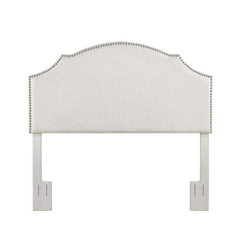 Headboard * | Latest Accentrics Home Nailhead Trim, Shaped Full Or Queen Upholstered Headboard In Natural