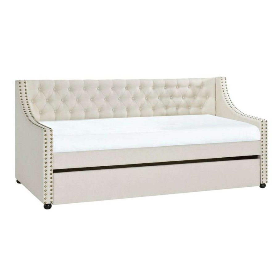 Bed * | Online Accentrics Home Swoop Arm Daybed With Trundle In White