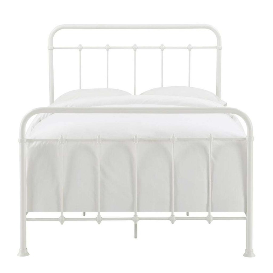 Bed * | Hot Sale Accentrics Home Curved Corner Metal Full Bed In White