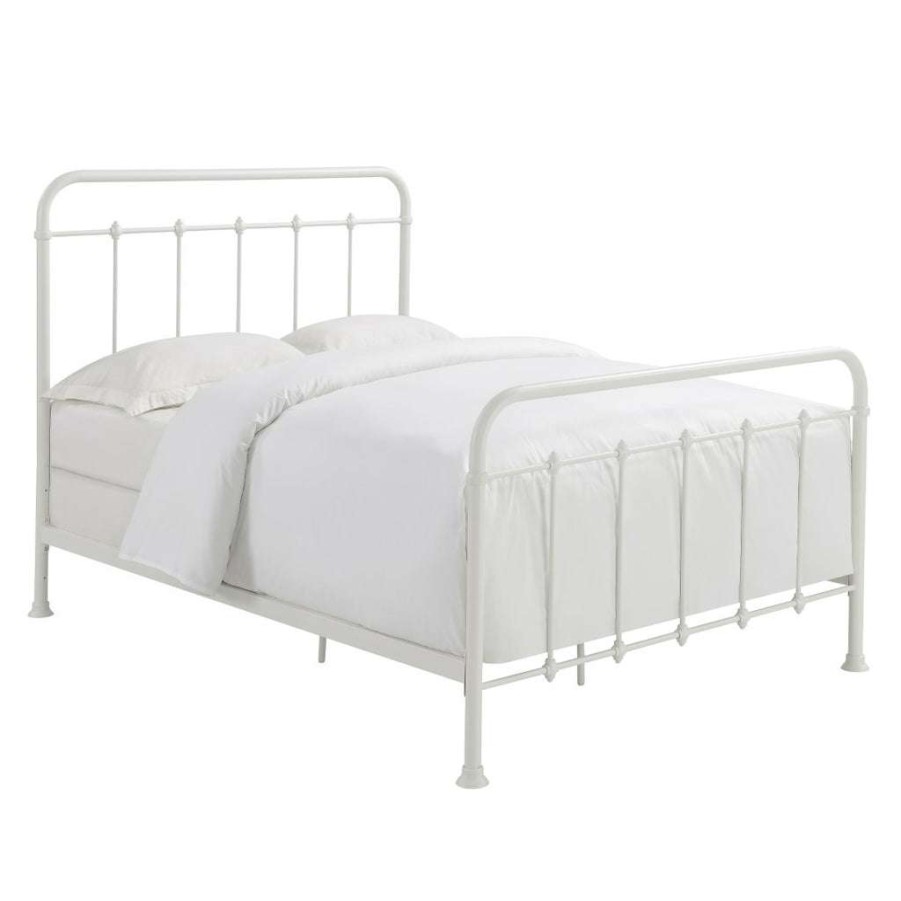 Bed * | Hot Sale Accentrics Home Curved Corner Metal Full Bed In White