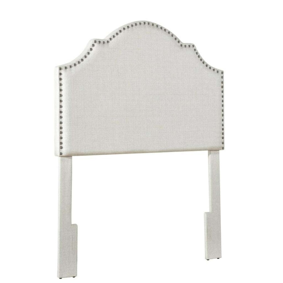 Headboard * | Popular Accentrics Home Nailhead Trim, Shaped Twin Upholstered Headboard In Natural