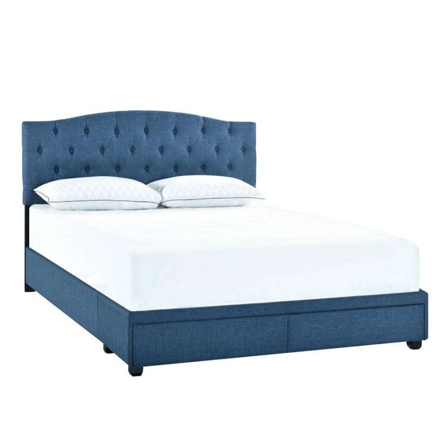 Bed * | Best Sale Accentrics Home Queen Tufted Storage Bed In Denim