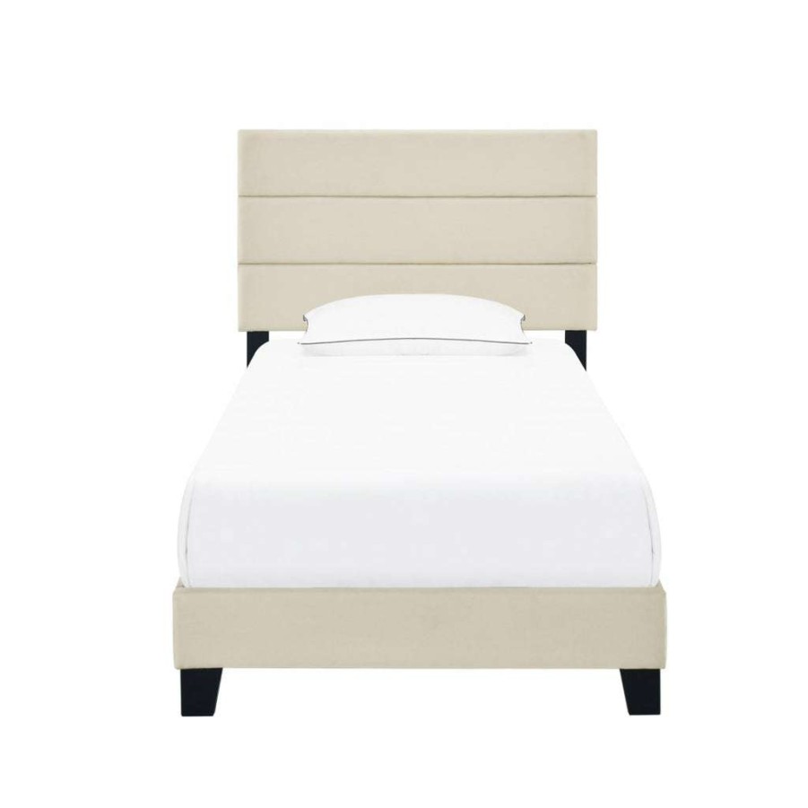 Bed * | Outlet Accentrics Home Twin One Box Slat Bed In Linen