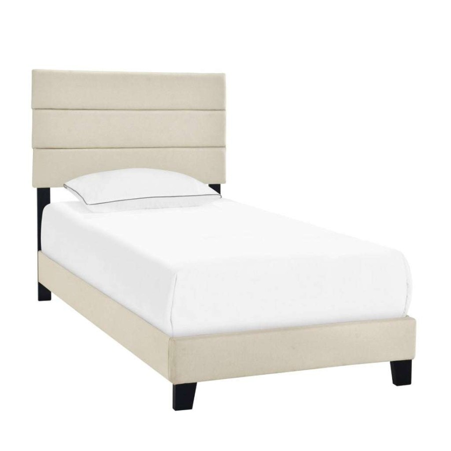 Bed * | Outlet Accentrics Home Twin One Box Slat Bed In Linen