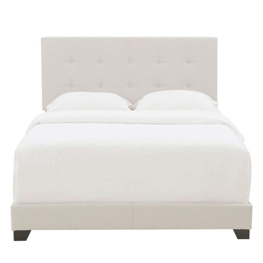 Bed * | Top Sellers Accentrics Home Button Tufted Full Upholstered Bed In Light Gray