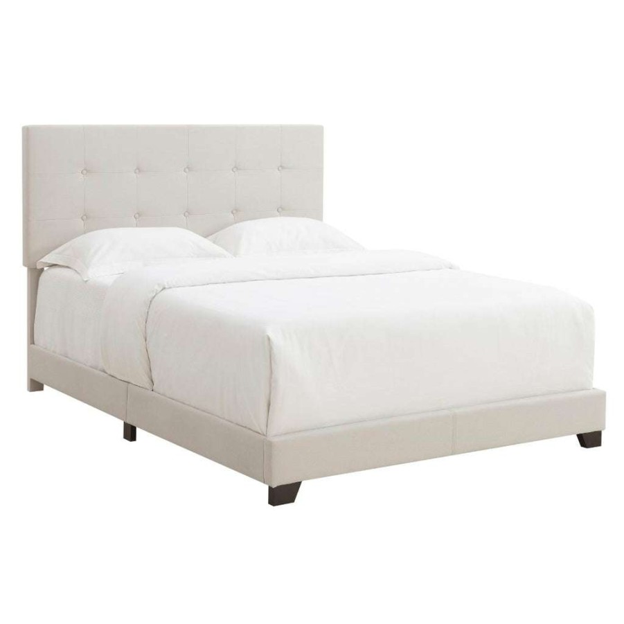 Bed * | Top Sellers Accentrics Home Button Tufted Full Upholstered Bed In Light Gray