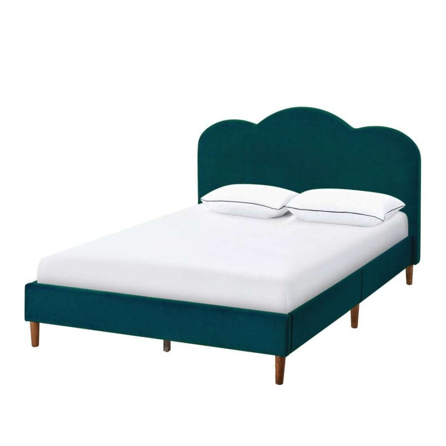 Bed * | Best Guaranteed Accentrics Home Arched Upholstered Queen Platform Bed In Rainforest Velvet