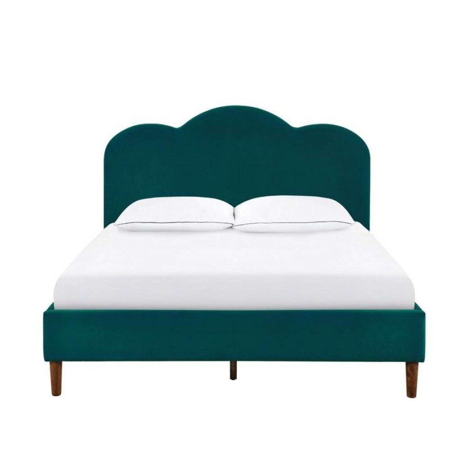 Bed * | Best Guaranteed Accentrics Home Arched Upholstered Queen Platform Bed In Rainforest Velvet