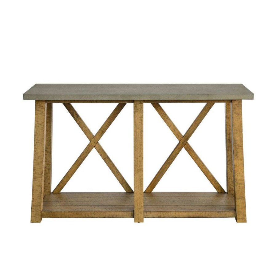 Table * | Best Guaranteed Accentrics Home Faux Concrete Top & Rustic Wood Sofa Table