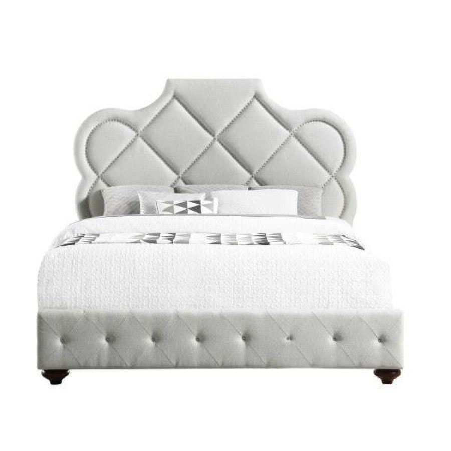 Bed * | Featured Accentrics Home Love Knot Tufted King Bed In Oyster White