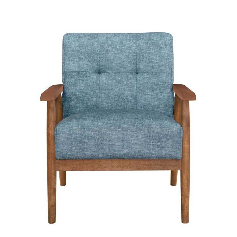 Chair * | Outlet Accentrics Home Tufted Wood Frame Chair Sapphire