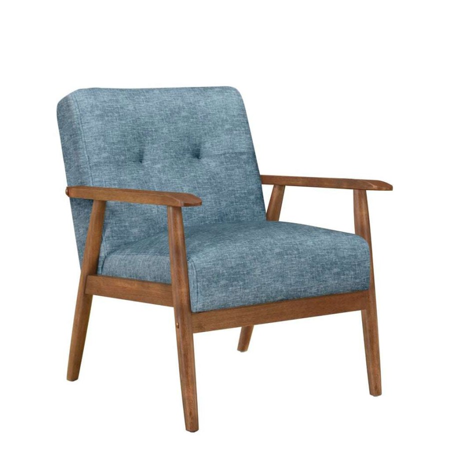 Chair * | Outlet Accentrics Home Tufted Wood Frame Chair Sapphire