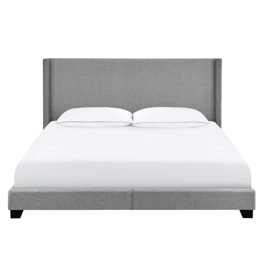 Bed * | Latest Accentrics Home Upholstered Shelter King Bed In Light Gray