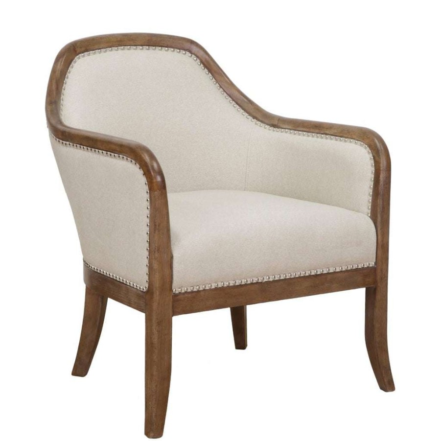 Chair * | Discount Accentrics Home Farmhouse Style Beige Accent Chair