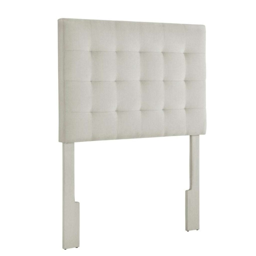 Headboard * | Discount Accentrics Home Mid-Century Modern, Grid Tufted Twin Upholstered Headboard In Fog Gray