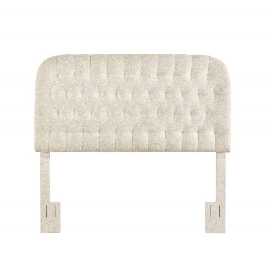 Headboard * | Hot Sale Accentrics Home Rounded, Diamond Tufted Full Or Queen Upholstered Headboard In Doe Beige