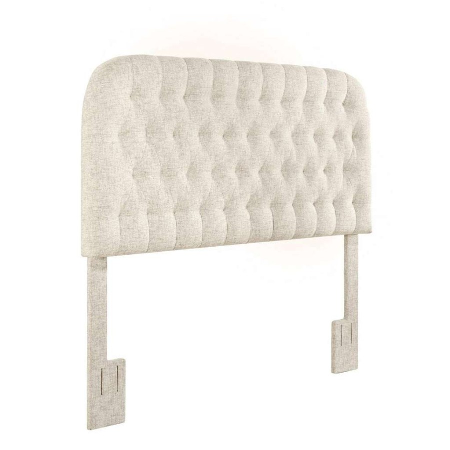 Headboard * | Hot Sale Accentrics Home Rounded, Diamond Tufted Full Or Queen Upholstered Headboard In Doe Beige