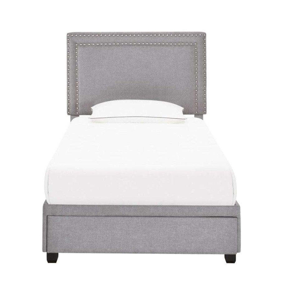 Bed * | Best Guaranteed Accentrics Home Twin Nail Trim Storage Bed In Glacier