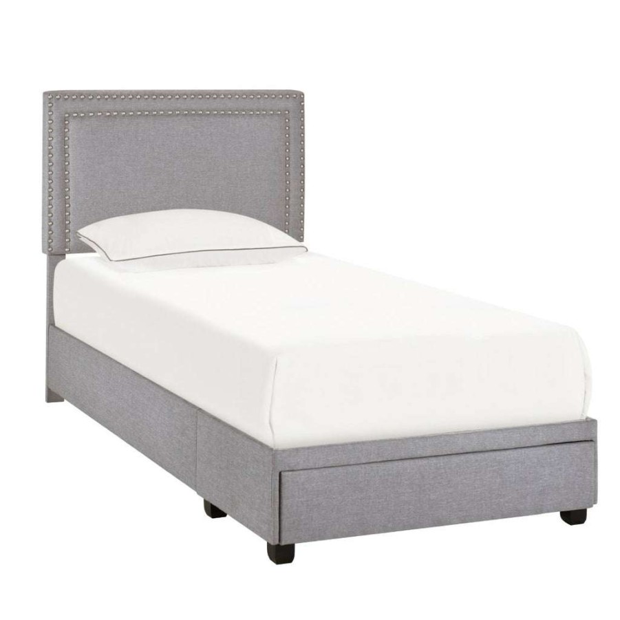 Bed * | Best Guaranteed Accentrics Home Twin Nail Trim Storage Bed In Glacier