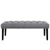 Bed * | Popular Accentrics Home Grey Diamond Button Tufted Upholstered Bed Bench